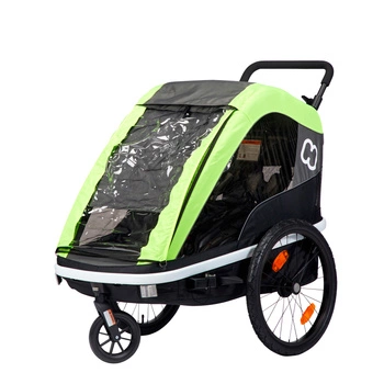 Przyczepka rowerowa Hamax Avenida Twin limonkowa, z amortyzacją