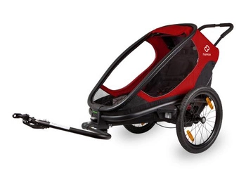 Przyczepka rowerowa Hamax Outback One czerwono-czarna "z przechyłem"